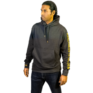 Forzafide Kindness is Golden hoodie, plain front, on transparent background